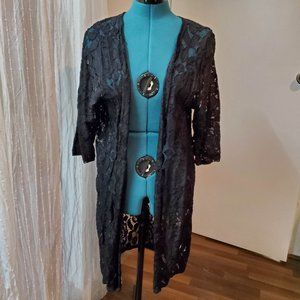 🔥LAST CHANCE🔥 Antistar Black Lace Kimono Duster Cardigan
